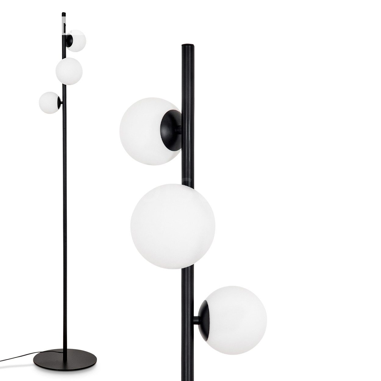 Stehlampe Stehlampe aus Metall/Glas in Schwarz/Weiß