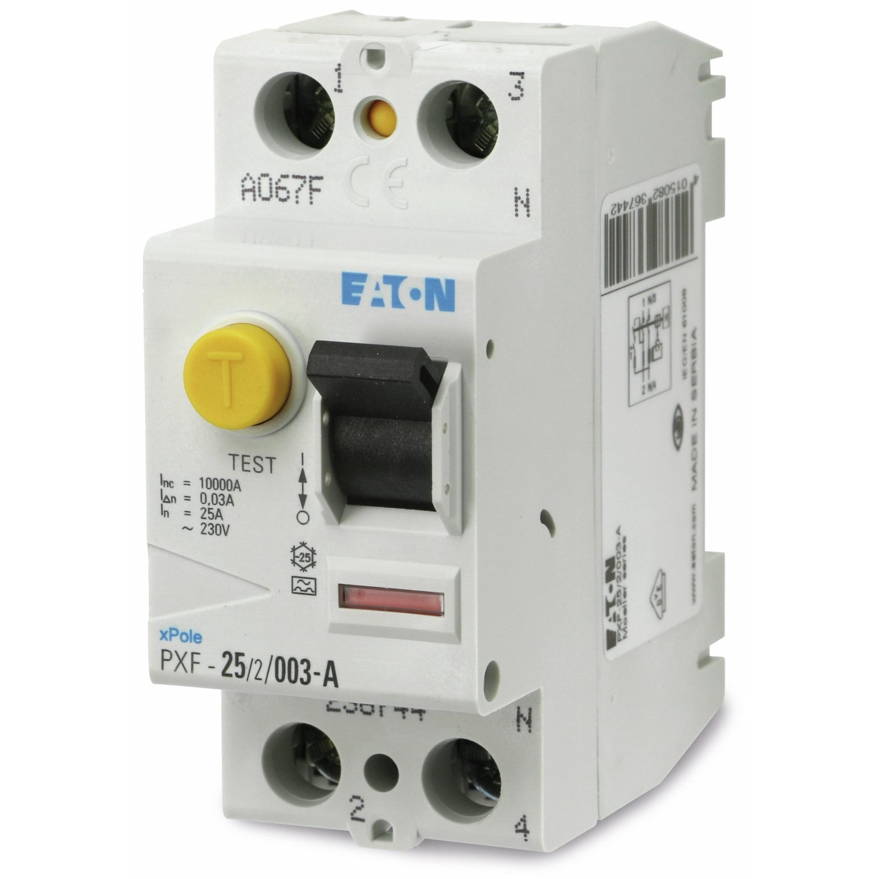 EATON Personenschutzstecker EATON Fehlerstrom-Schutzschalter PXF-25/2/003-A, 25/0,03 A