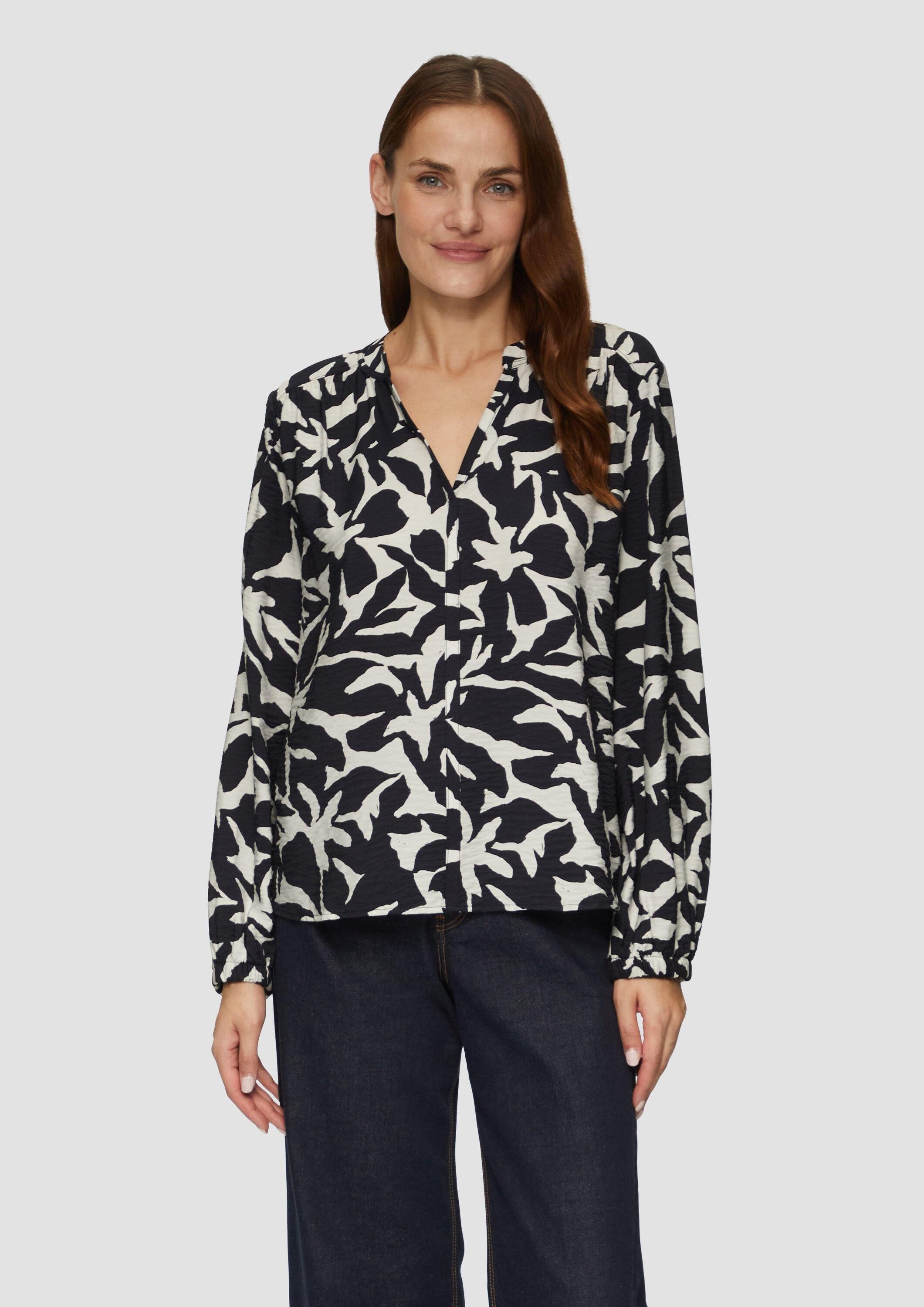 s.Oliver Langarmbluse Bluse Strukturierte Viskose-Bluse mit All-over-Print günstig online kaufen