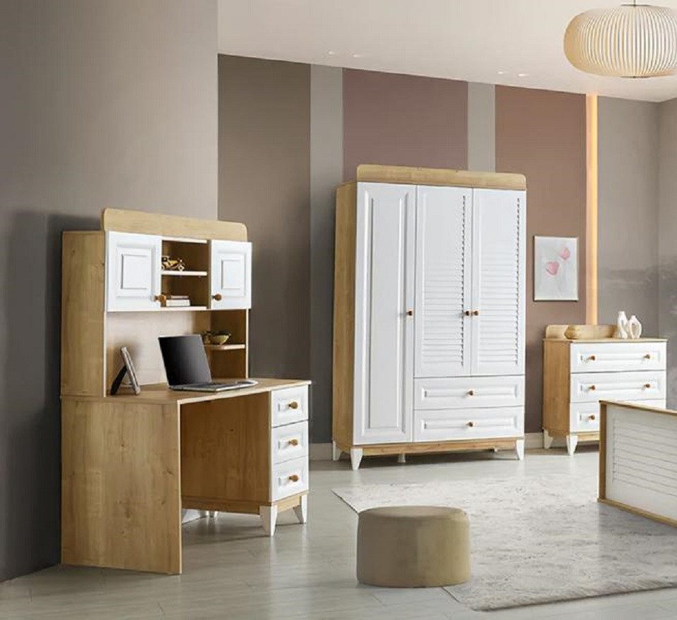 Jugendzimmer-Set Kleiderschrank, Kommode und Schreibtisch in modernem Design