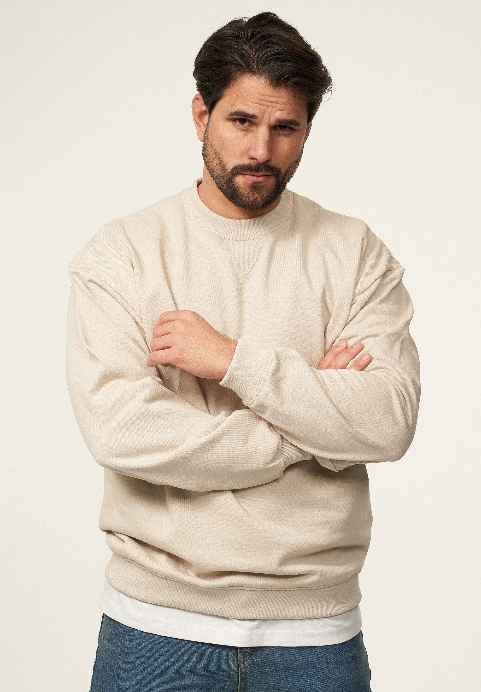 SOULSTAR Sweatshirt S2AGEO Herren Oversize Pullover mit Rundhals-Ausschnitt Crew-Neck Sweater