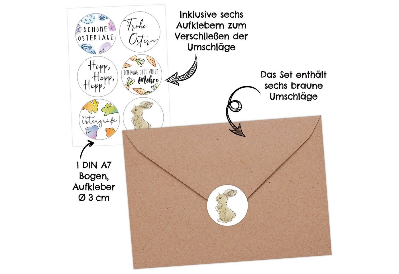 Thumbnail - PAPIERDRACHEN Osterkarte Ostergrußkarten mit Umschlag