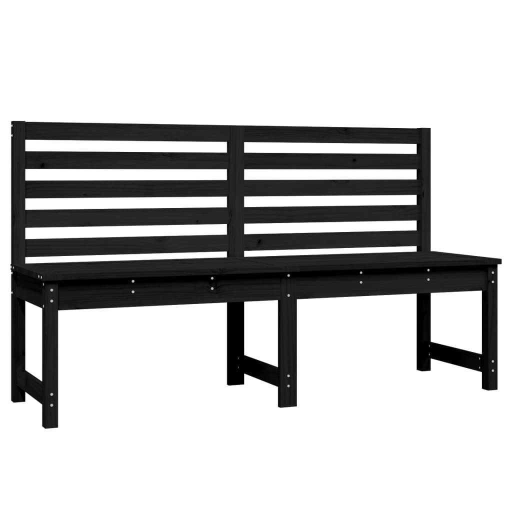 furnicato Gartenbank Klassische aus Massivholz, Schwarz, 157,5 x 48 x 91,5 cm, Komfortable Sitzbank mit Rückenlehne und Lattenrost für den Balkon