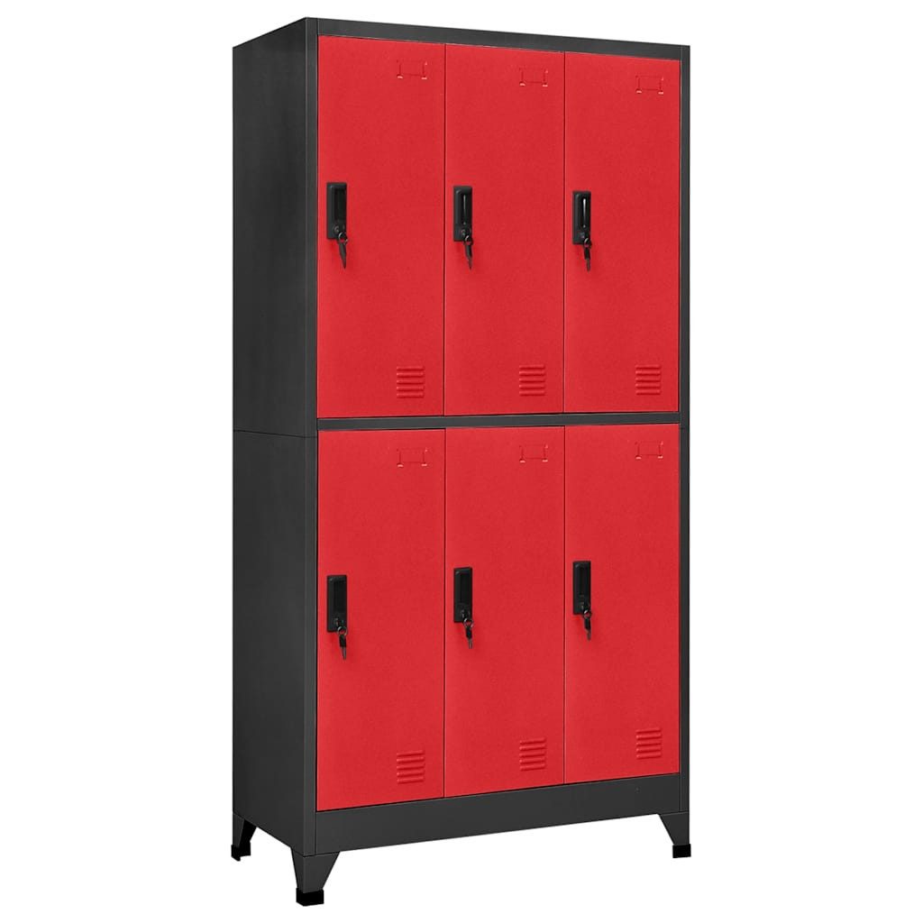 furnicato Spind Schließfachschrank 90x45x180 cm in Anthrazit und Rot aus Stahl (1-St)