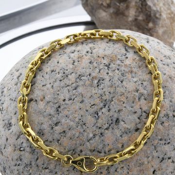 HOPLO Goldarmband Ankerkette diamantiert Länge 19cm - Breite 3,8mm - 585-14 Karat Gold