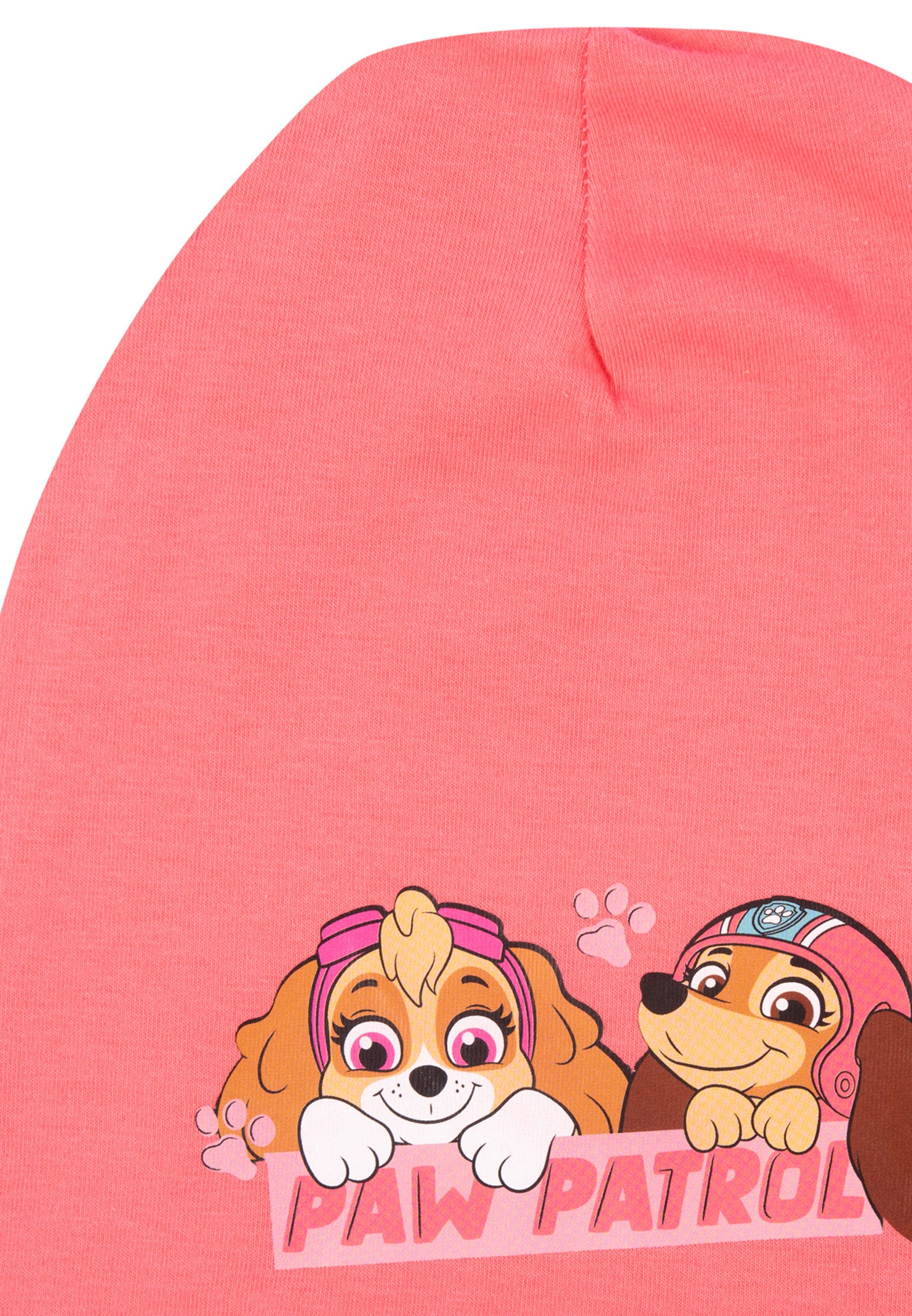 United Labels® Strickmütze Paw Patrol Strickmütze Mädchen Wintermütze Bommel Mütze Pink/Blau