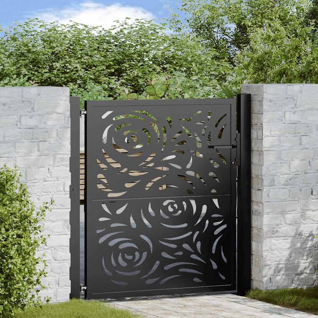 vidaXL Gartentor Gartentor Schwarz 100x100 cm Stahl Flammendesign