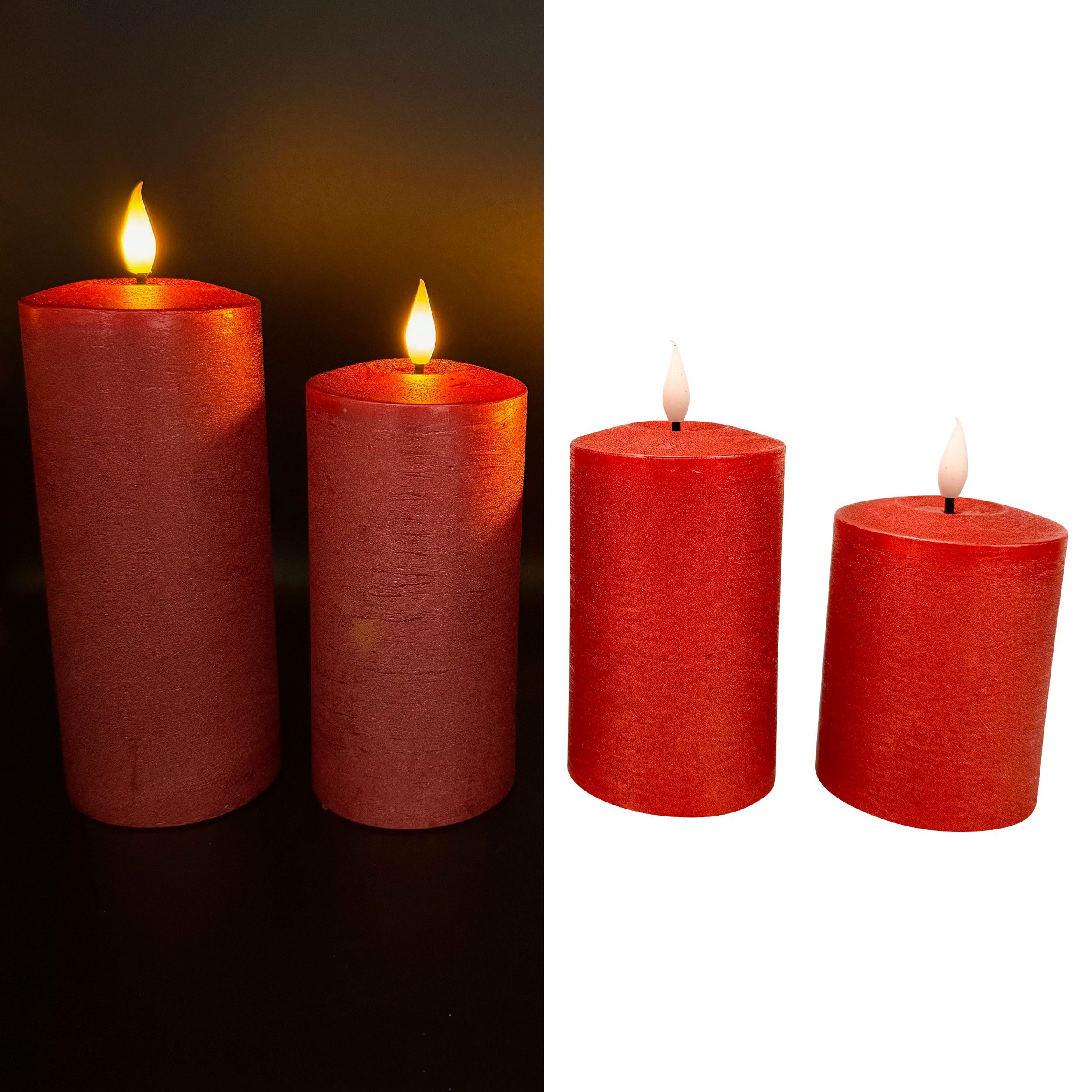 LED-Kerze - 4er Set metallic LED-Kerzen mit Touch-Funktion und 6-Stunden Timer