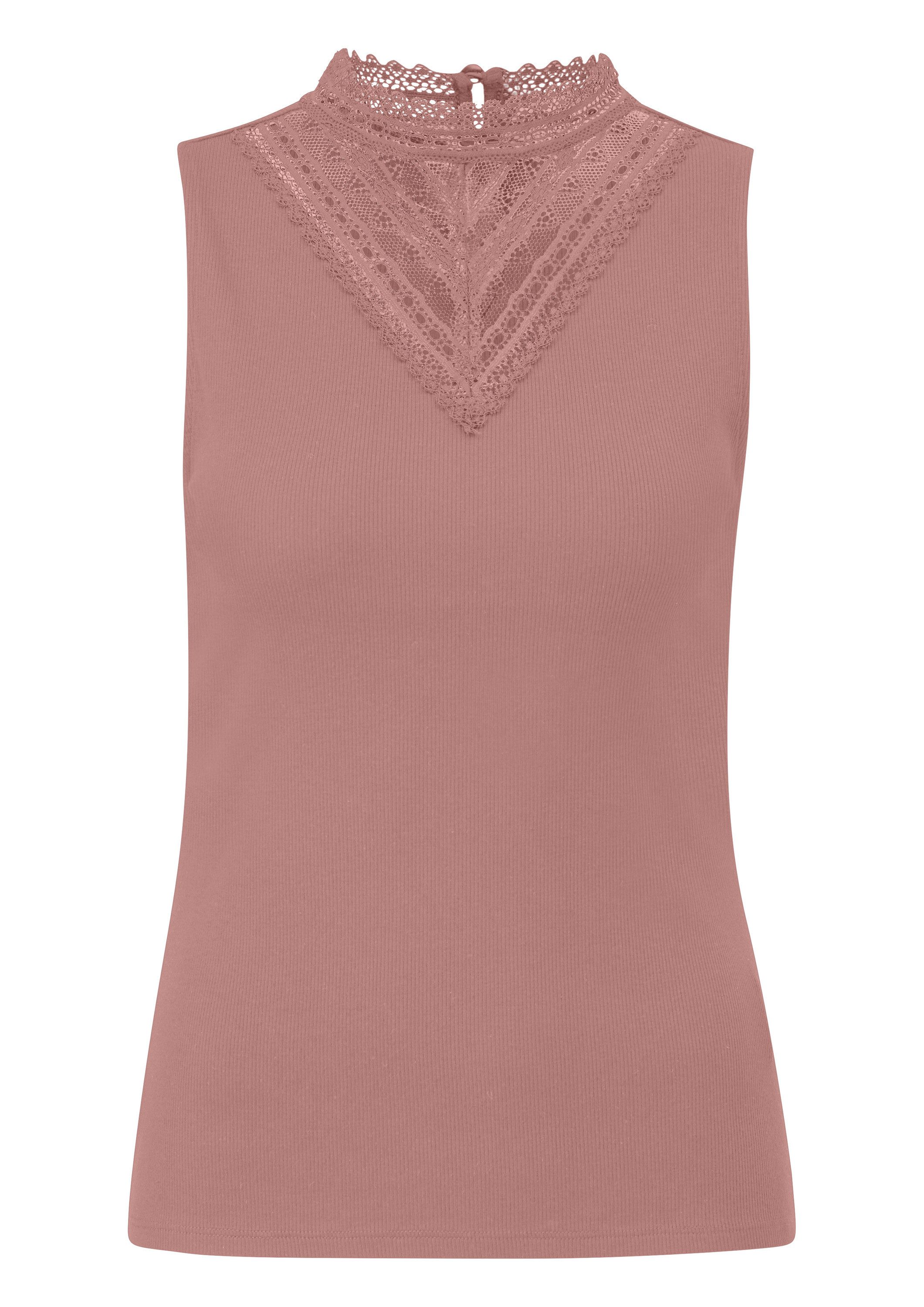 QS Muskelshirt T-Shirt Ripptop mit Spitzeneinsatz günstig online kaufen