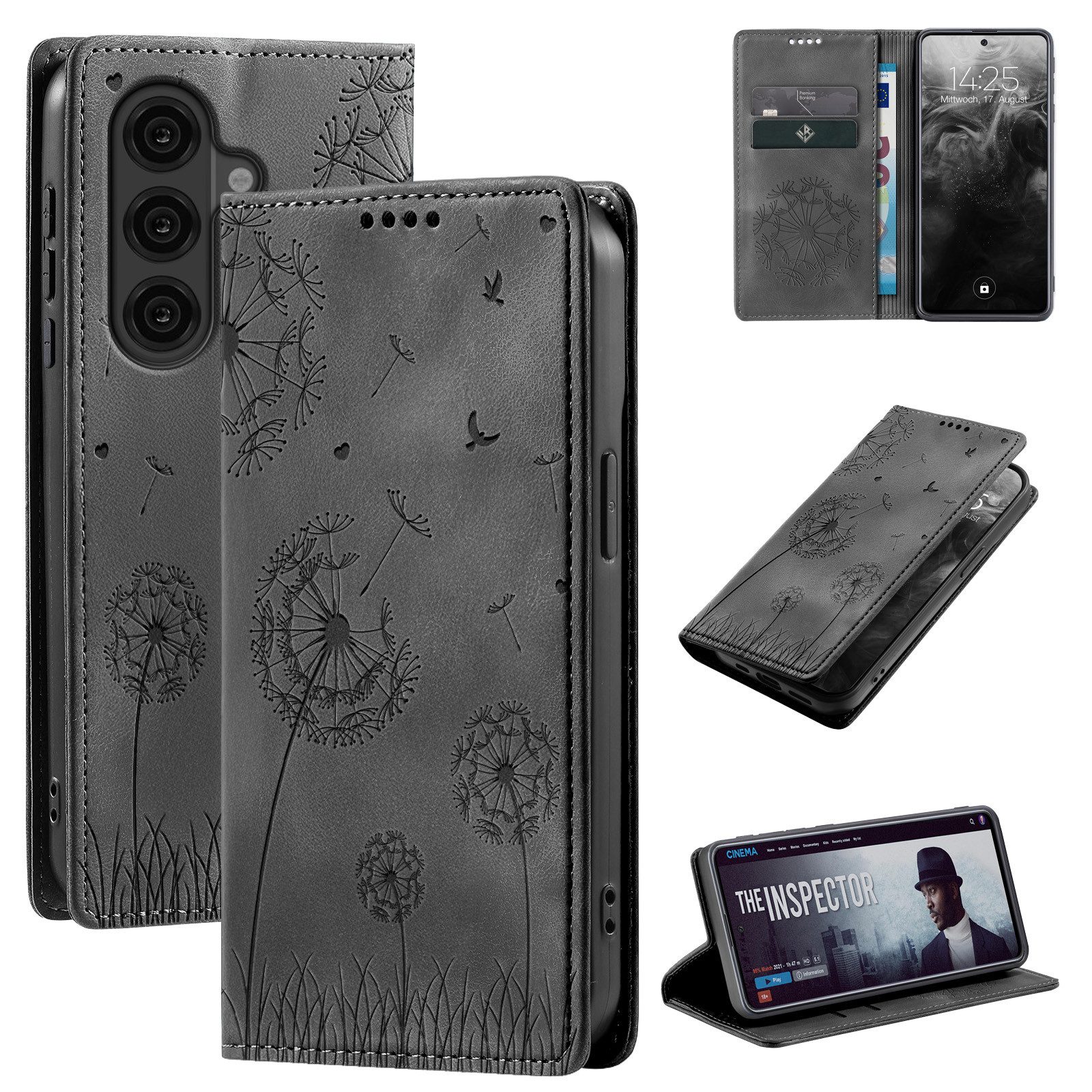 Tec-Expert Handyhülle Handy Hülle Klapphülle für Samsung Galaxy S26, Blumen Pusteblume Case Cover mit Kartenfächern und RFID Schutz