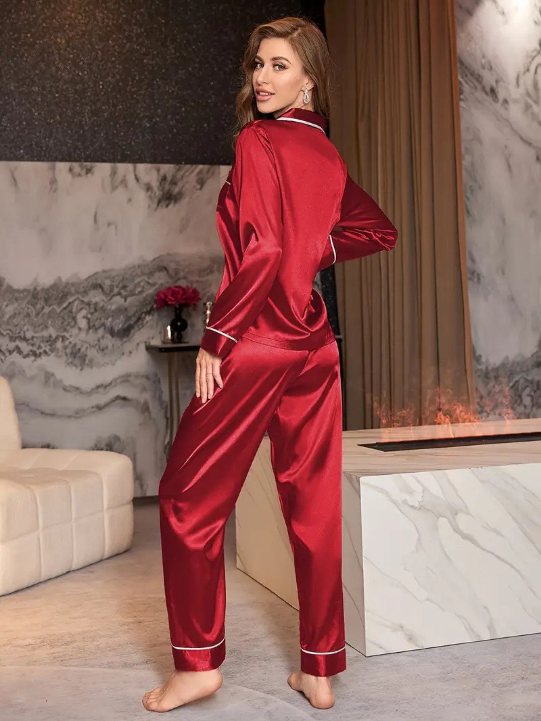 Elegant Love Schlafanzug Satin Pyjama-Set Damen günstig online kaufen
