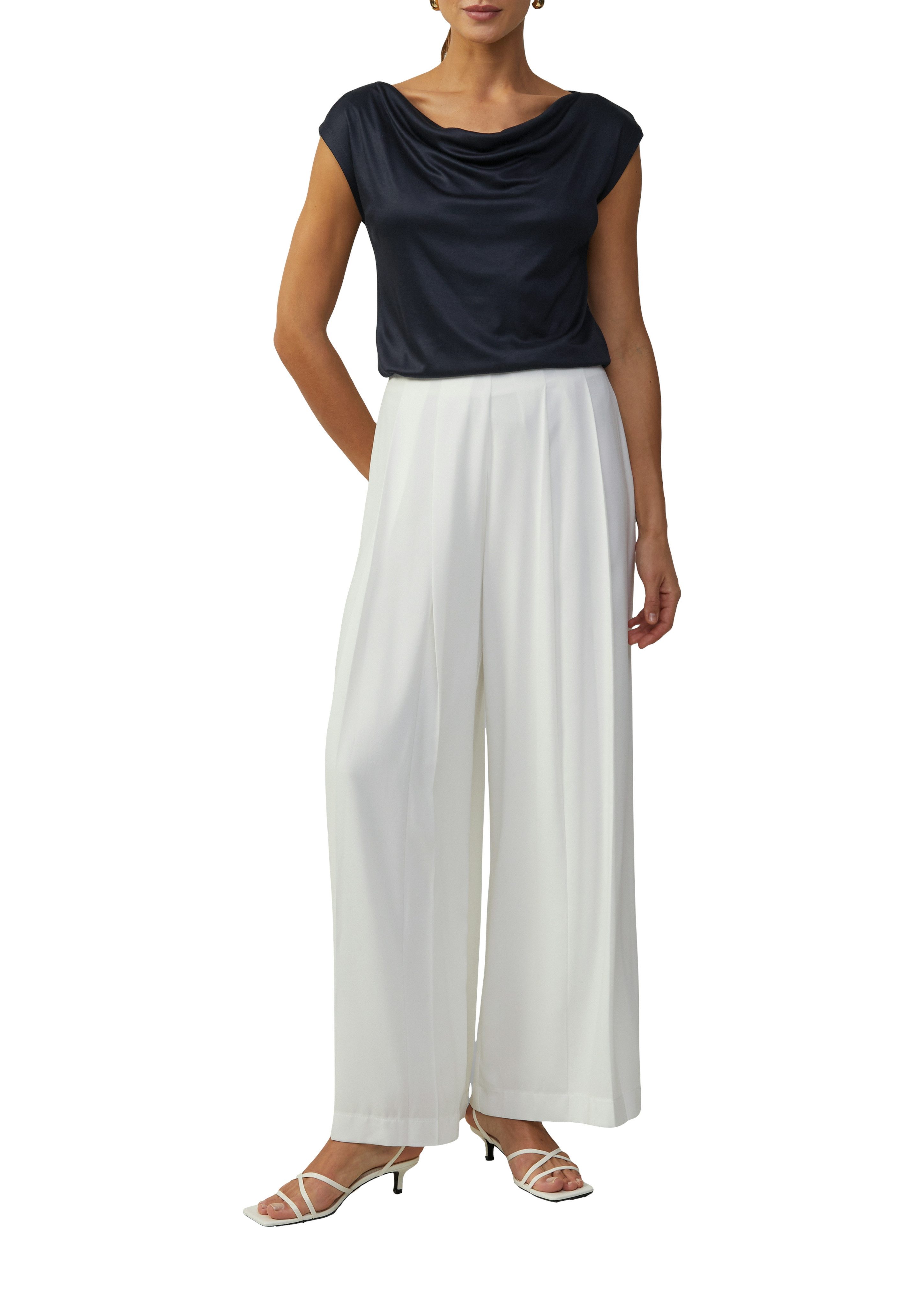 s.Oliver BLACK LABEL T-Shirt mit Wasserfall-Ausschnitt günstig online kaufen