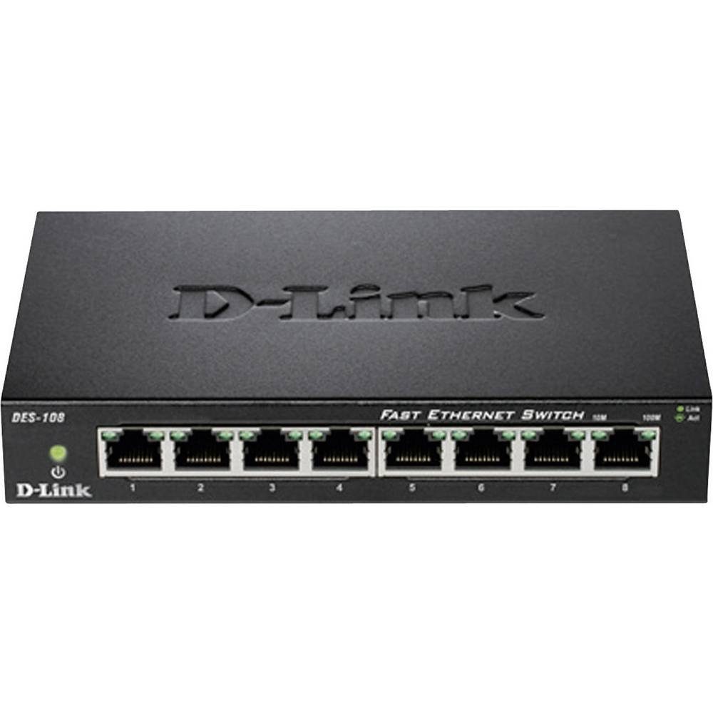 D-Link 8-Port Fast Ethernet Unmanaged Desktop Switch DES-108 Netzwerk-Switch