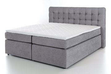 Möbelfreude Boxspringbett Boxspringbett Perris 140x200 cm Hellgrau Uni H2, 140x200 cm Hellgrau Uni H2 I mit hochwertigen Tonnen-Taschenfederkern