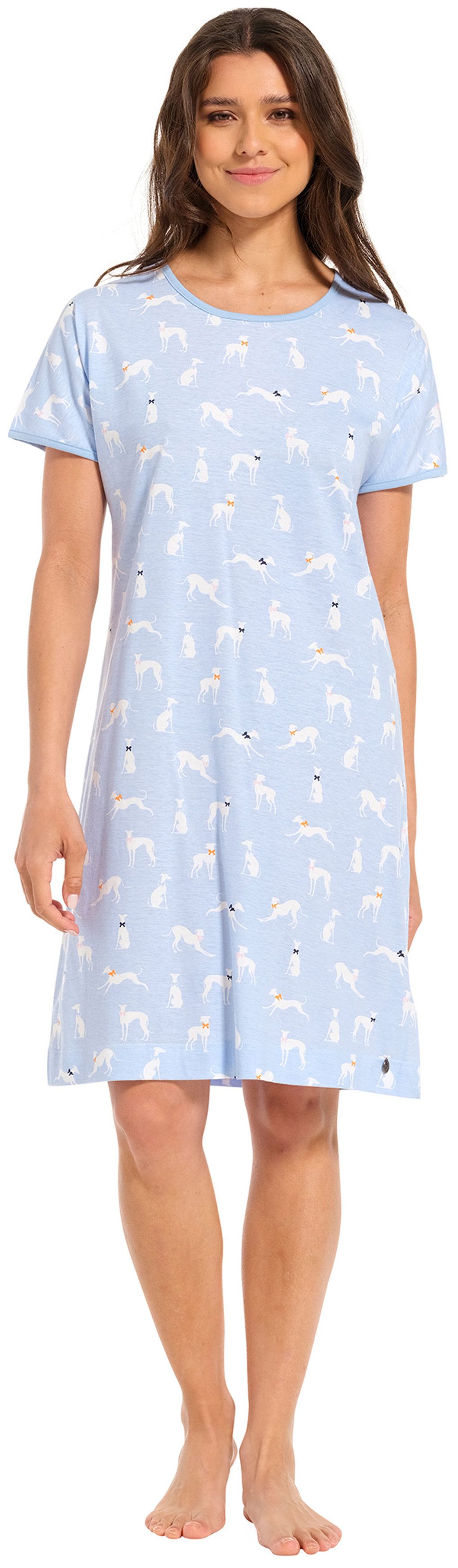 Rebelle Nachthemd Damen Schlafshirt Hundeb mit kurzem Arm (1-tlg) Baumwolle günstig online kaufen