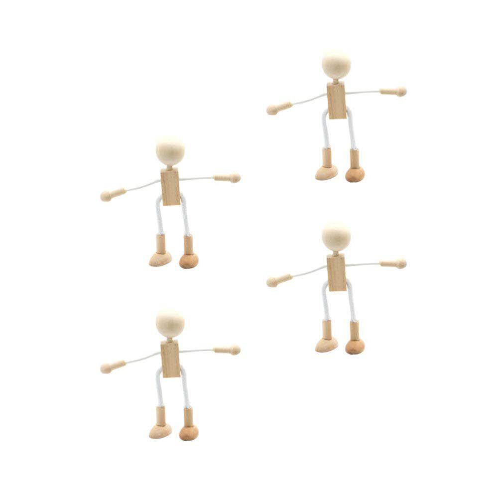 BEARSU Ornament Holz Puppen DIY Malerei Flexible Holz Figur Bemalen Basteln  Spielfiguren Handwerk Tischdeko Pädagogisches Spielzeug für Kinder  Klienkinder Geschenk 4 Stück (1 St)