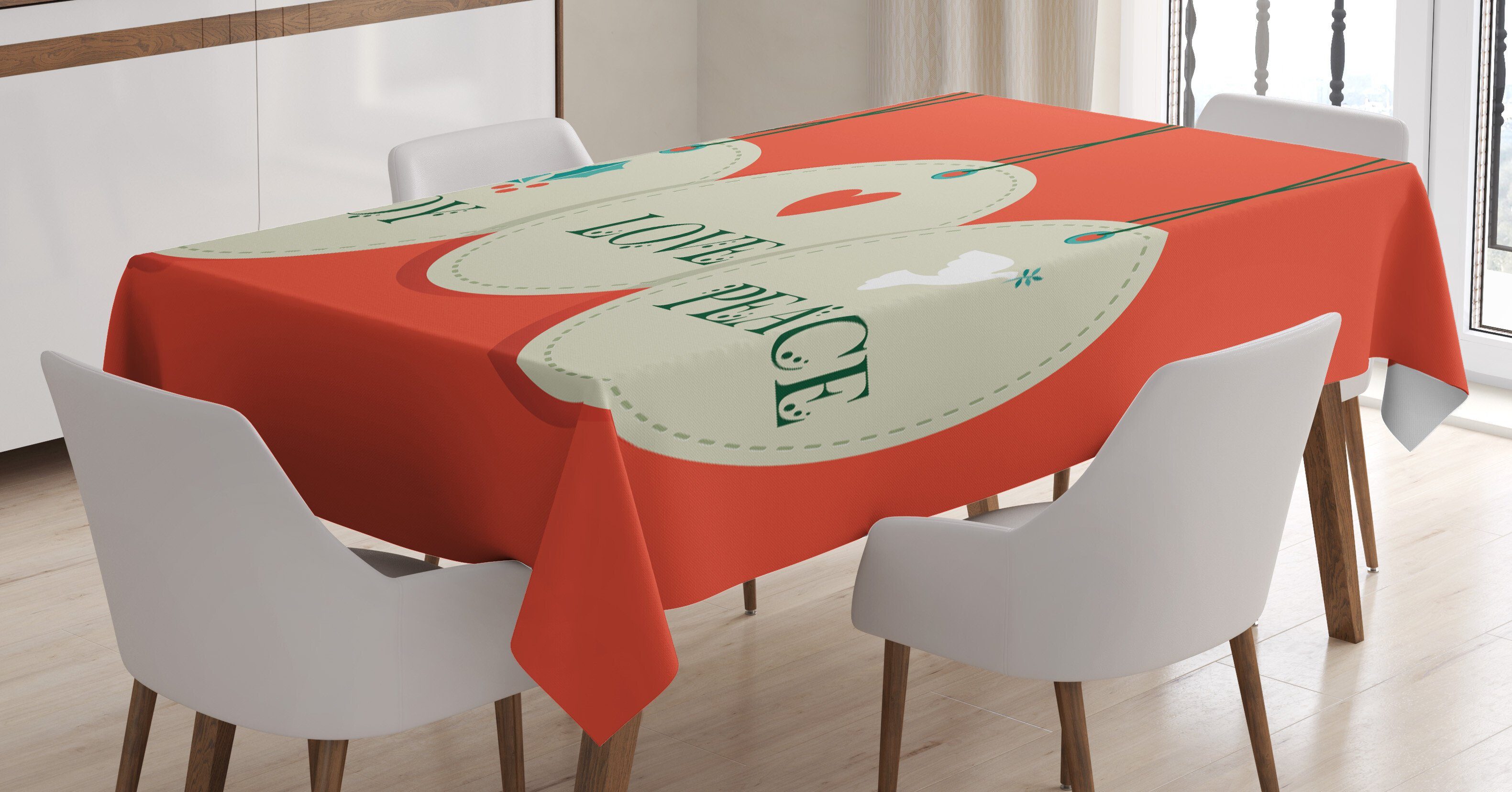 Außen Für Liebe Weihnachten geeignet Joy Bereich und Waschbar Farben, Frieden Tischdecke den Abakuhaus Klare Farbfest