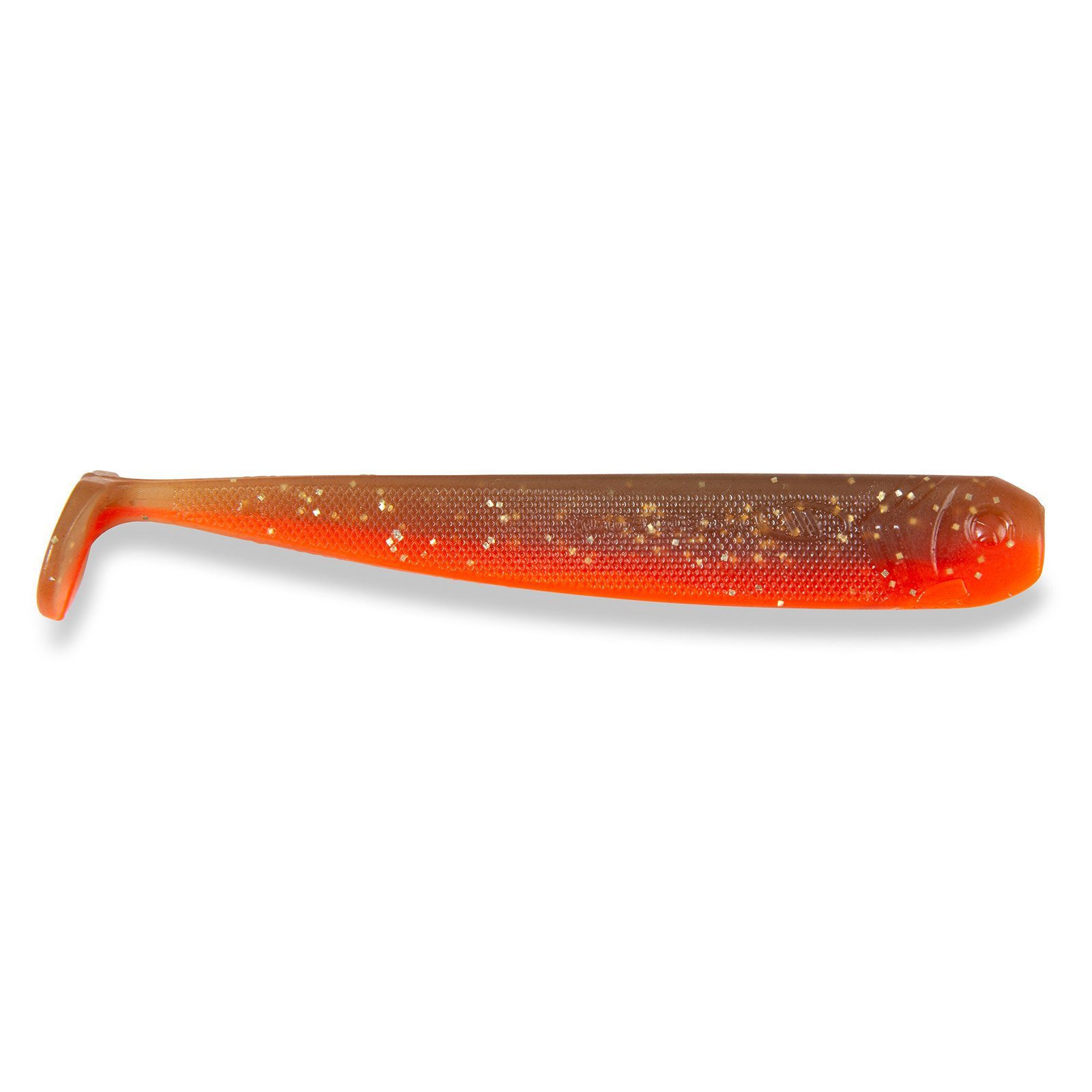 Moby Softbaits Kunstköder, Sänger Iron Claw Moby Long Shad 2.0 11,5cm Motoroil Orange Gummifisch