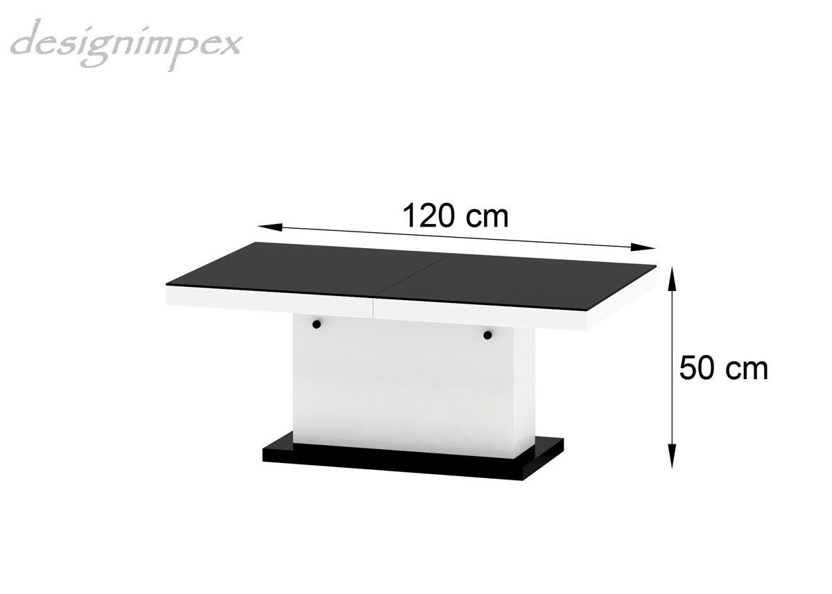 designimpex Couchtisch Design Weiß - Marmor Hochglanz dunkel Couchtisch Matera Hochglanz Lux - dunkel Marmor Weiß H-333 Hochglanz