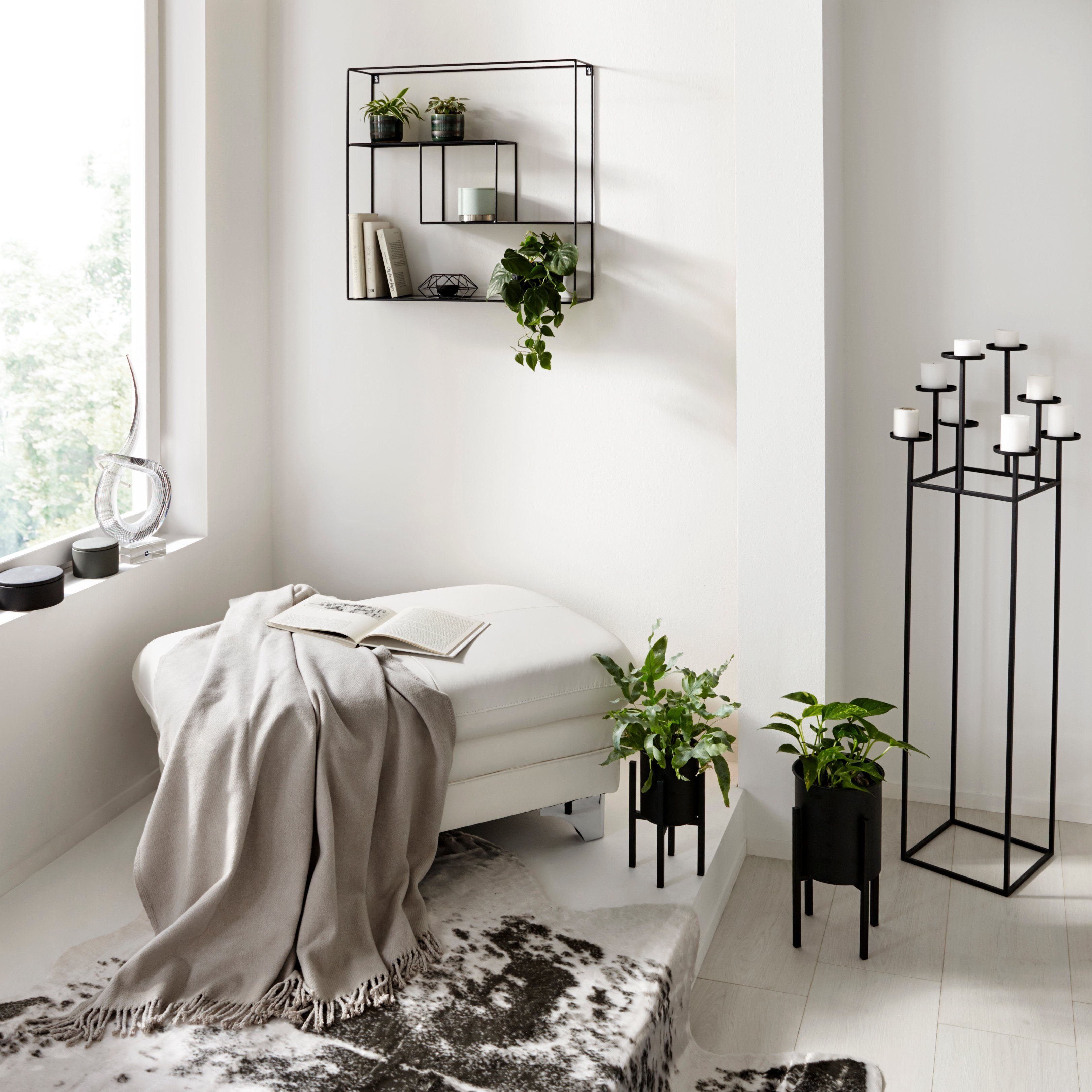 COTTA Polstergarnitur Enterprise, (Set), Set bestehend aus: 2-Sitzer mit Kopfteilverstellung & Hocker