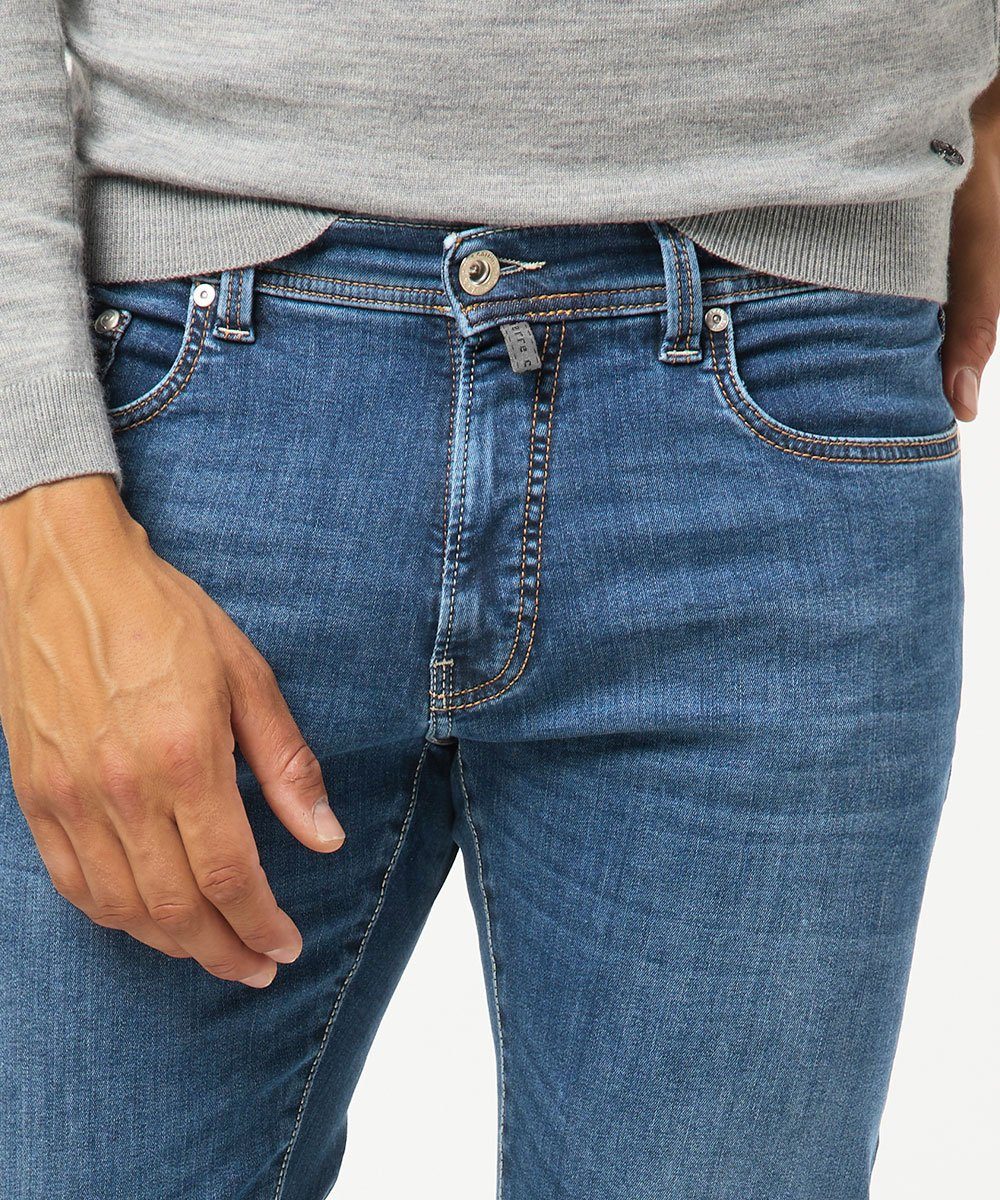 bequem Used Denim, Lyon und Tapered Cardin 5-Pocket-Jeans Blue Futureflex elastisch Medium Pierre