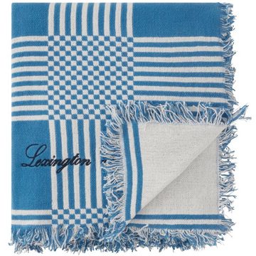 Kopfkissen LEXINGTON Picknickdecke mit Gurt Checked Recycled Cotton Blue-White (1, Lexington