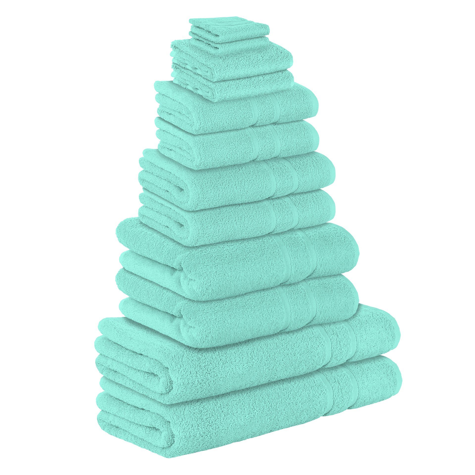 StickandShine Handtuch Set Baumwolle Mint Baumwolle SET als 2x 2x Farben 100% GSM Pack, in Saunatücher (Spar-set), Gästehandtuch 2x 500 (12Teilig) Handtuch Badetücher 100% 2x Frottee Handschuh 12er Duschtücher verschiedenen 2x 500 Handtücher GSM 2x
