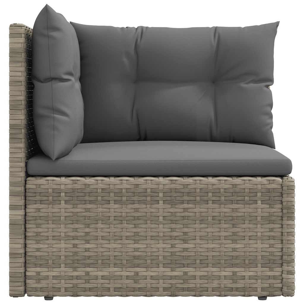 vidaXL Sofaelement Garten-Ecksofa mit Kissen Grau Poly Rattan (1 St)