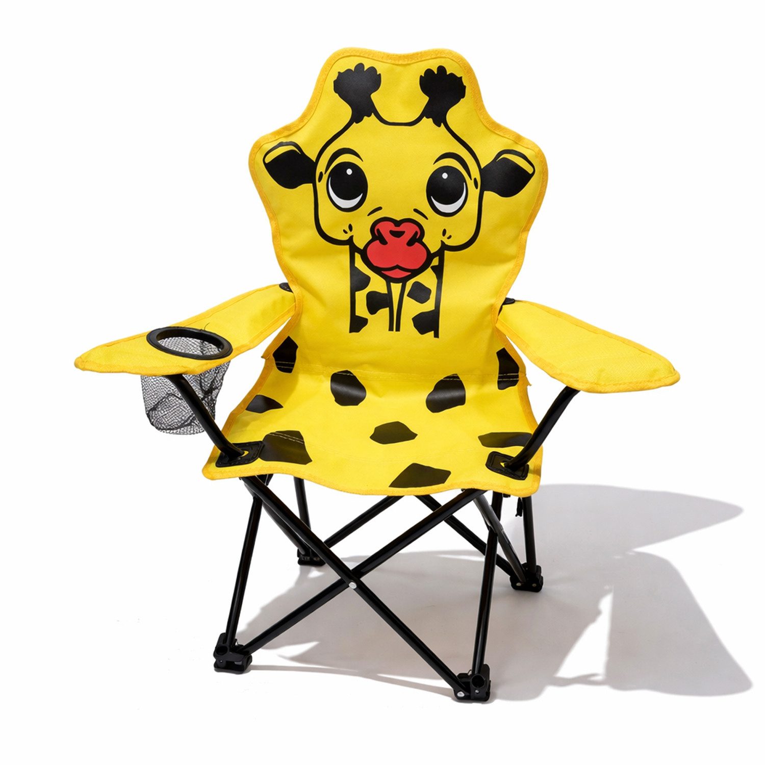 Mojawo Klappstuhl Kinder Anglersessel Gelb mit Getränkehalter und Tasche Motiv Giraffe