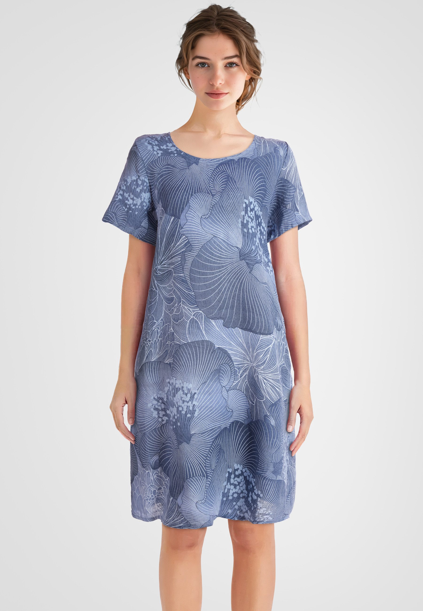 PEKIVESSA Sommerkleid Leinenkleid knielang mit kurzen günstig online kaufen
