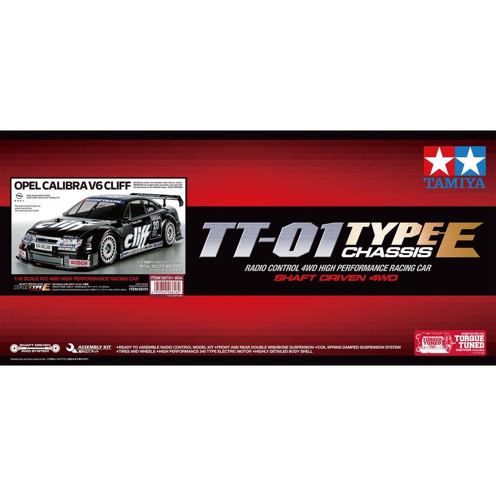 Tamiya RC-Auto Tamiya Opel Calibra V6 Cliff Schwarz Brushed 1:10 RC Modellauto Elekt