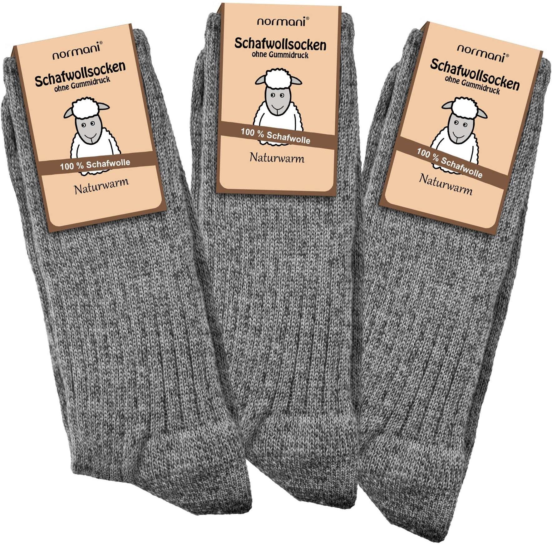 normani Thermosocken 3 Paar Schafwollsocken 3 Grau atmungsaktiv und (Set, Paar) wärmend