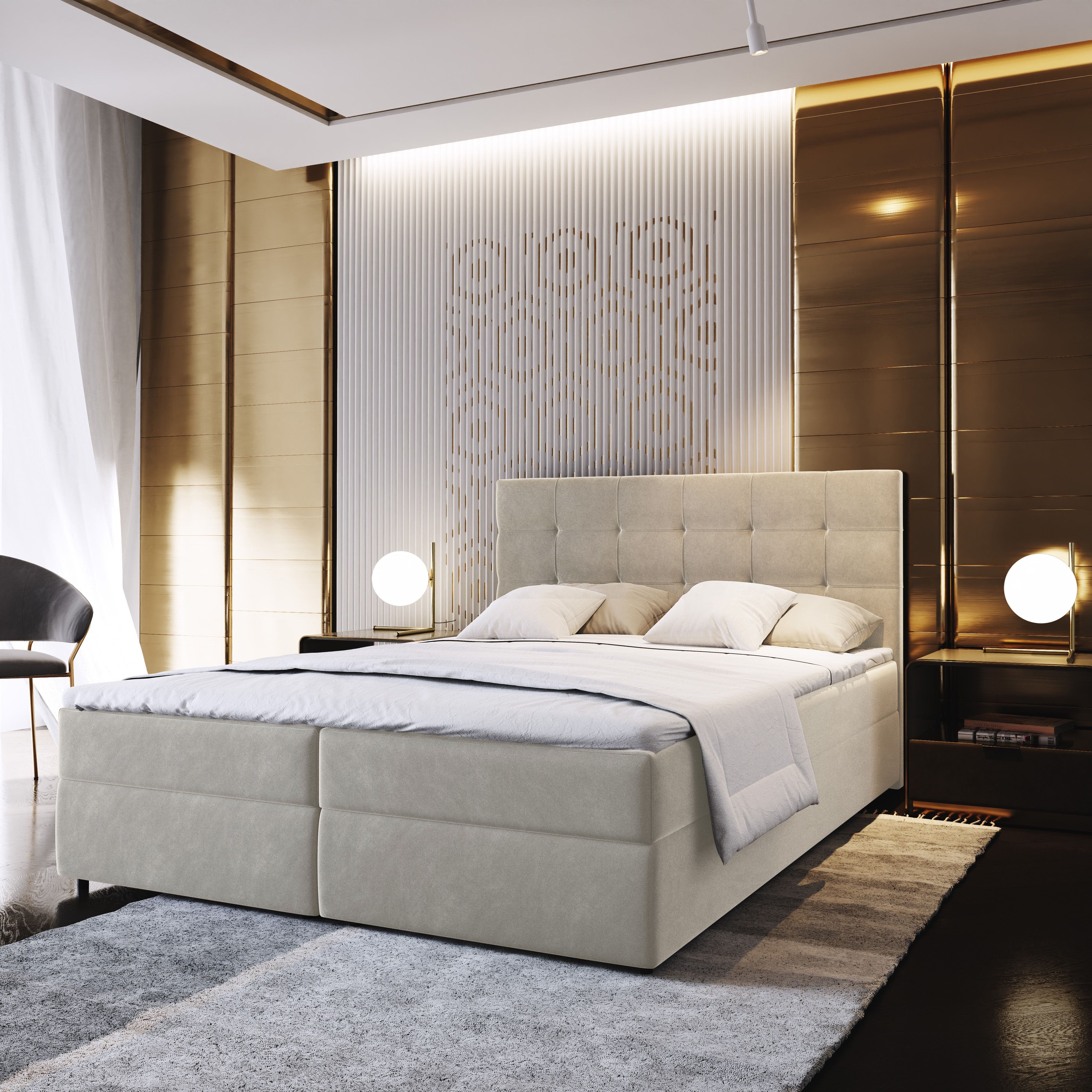 Masseno Boxbett GLOS 140x200 cm mit Bonell Matratze und Topper günstig online kaufen