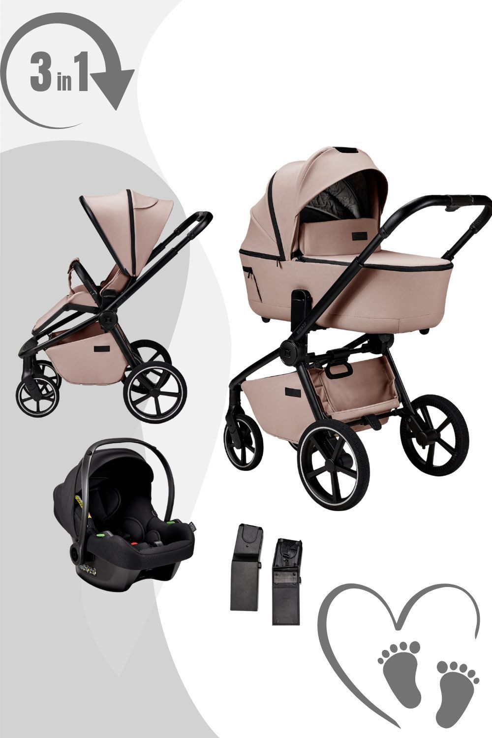 Kombi-Kinderwagen Resea 2.0 Komkinderwagen 3in1-Set mit Cosmo 2.0