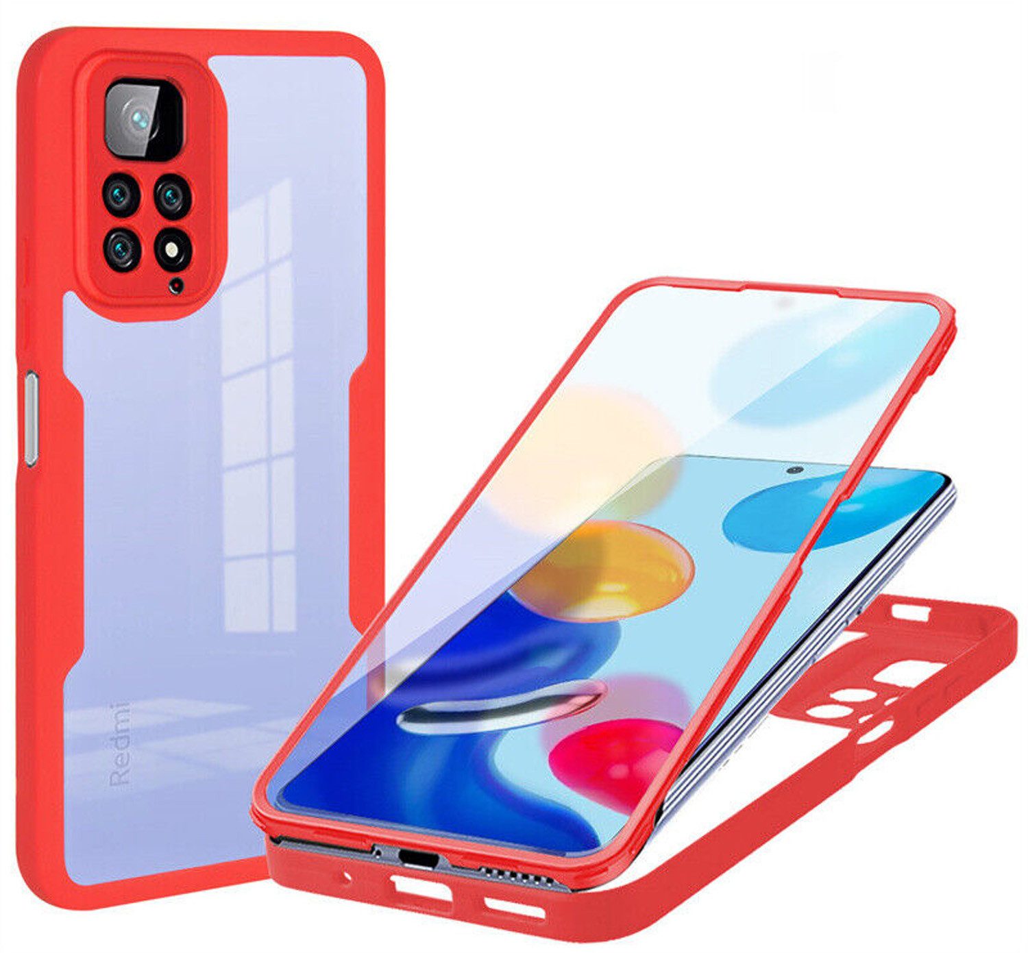 betterfon Handyhülle für Xiaomi Redmi Note 11 / 11S TPU Schutzcase, 2-teiliges 360 Grad Case mit Rundumschutz und Displayschutz
