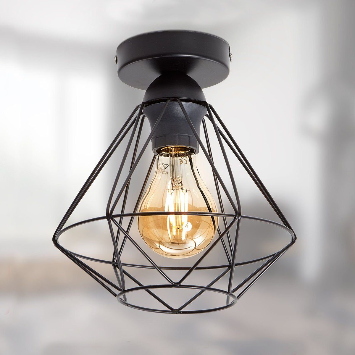 oyajia Deckenleuchte E27 Metall Draht Vintage günstig online kaufen