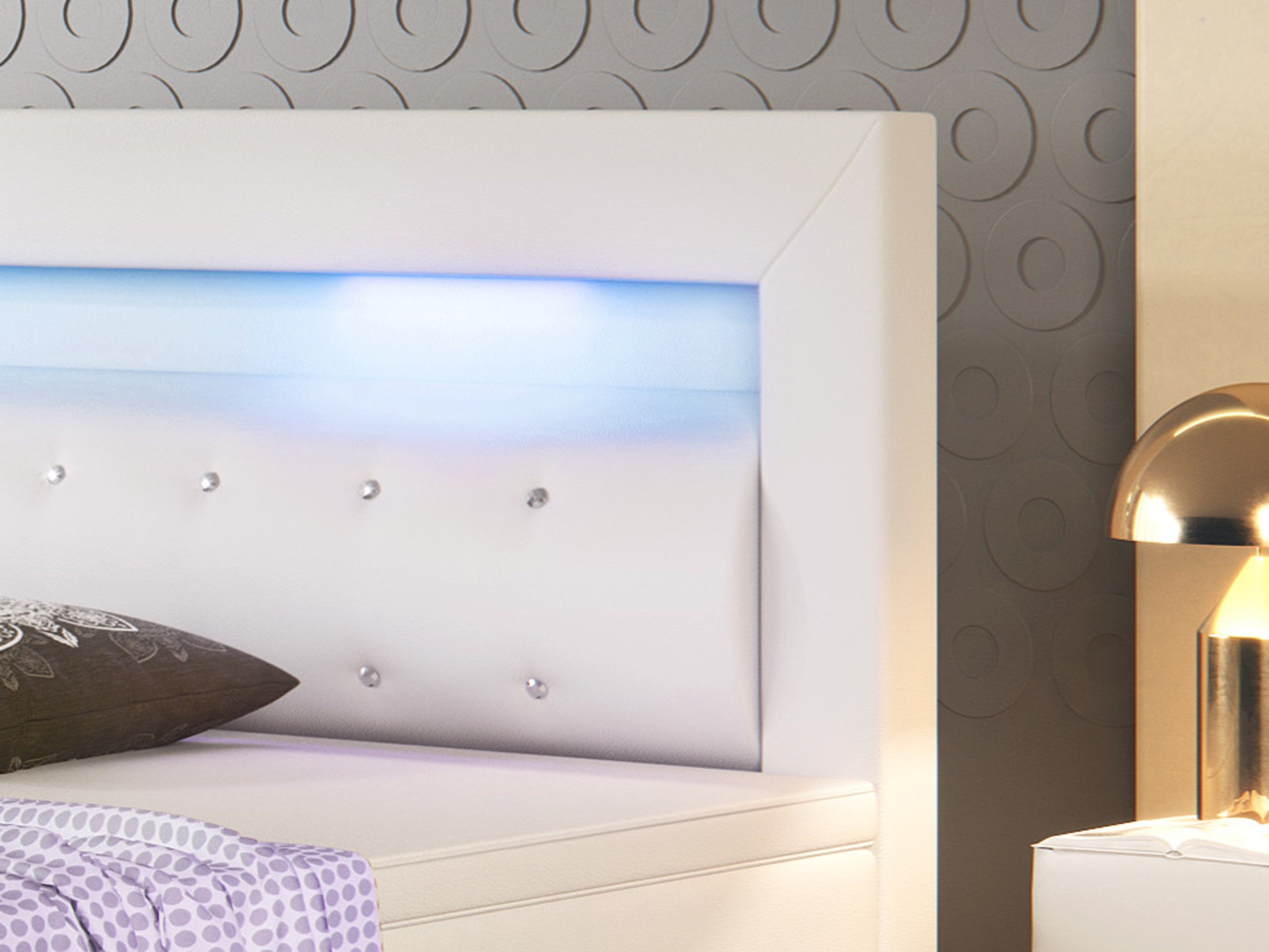 inter Boxspringbett Monaco 180x200 cm Kunstleder (Bett 180x200cm Schlafbett Hotelbett springboxbett), inkl. Matratzen und Topper