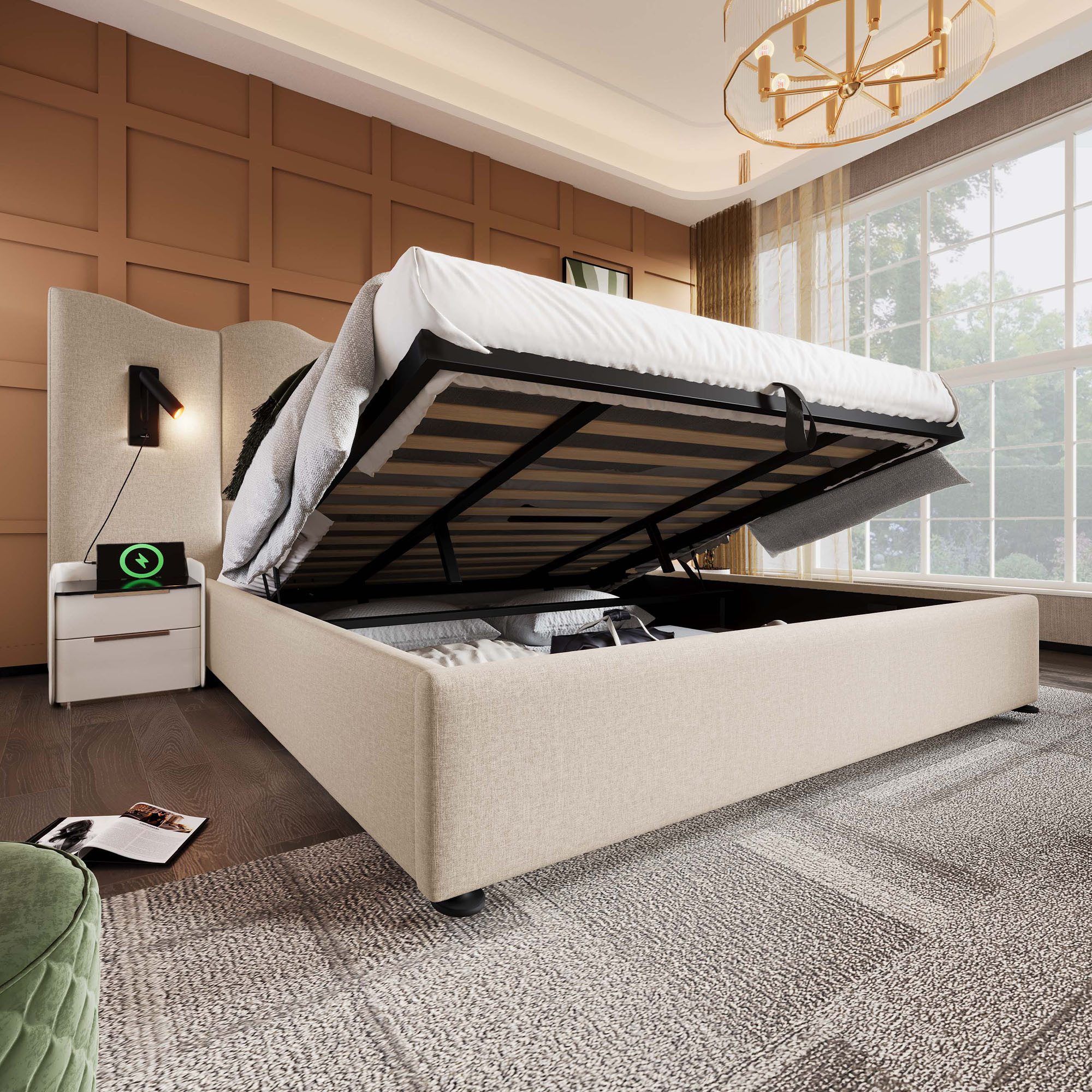 HAUSS SPOLE Polsterbett 180×200 mit Leselampe günstig online kaufen
