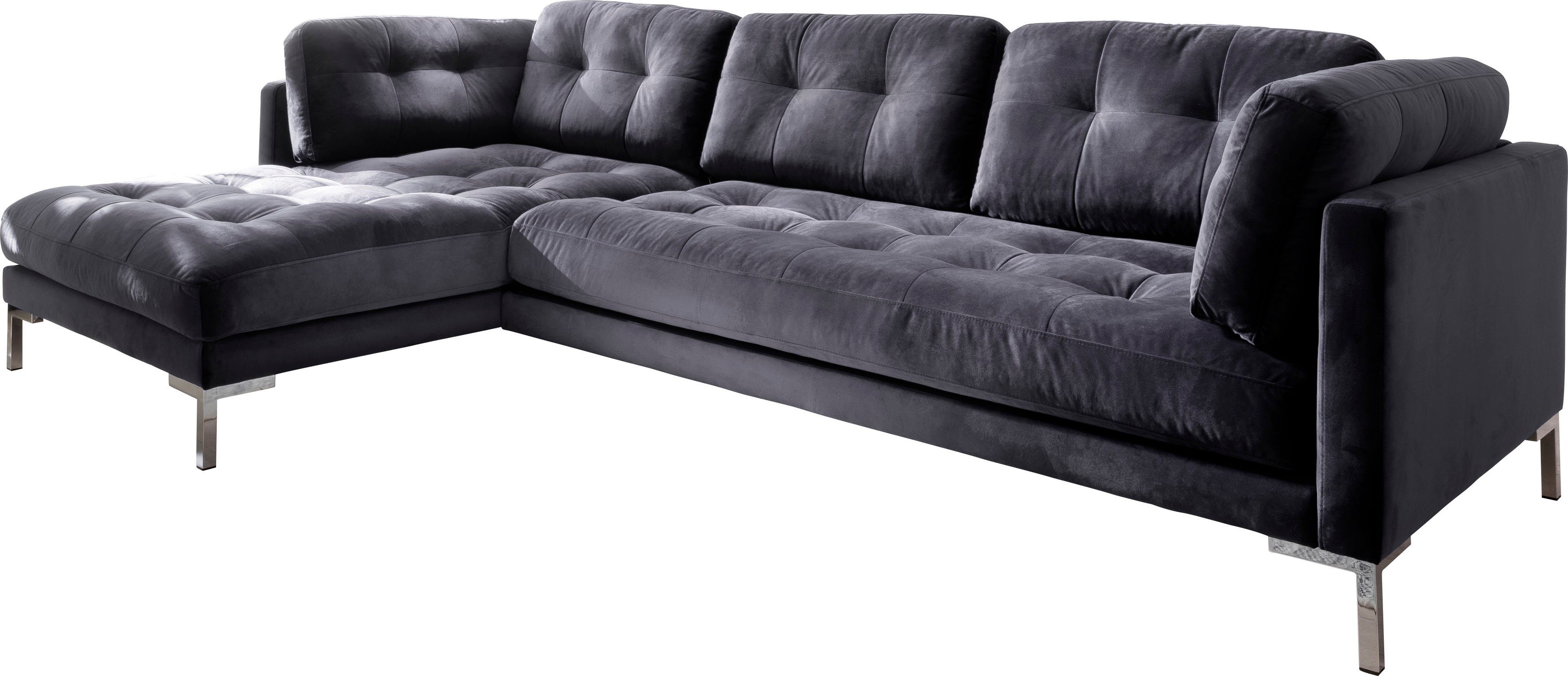 Trends by HG Ecksofa "Landau L-Form" in Cord-Stoff mit Metallfuß günstig online kaufen