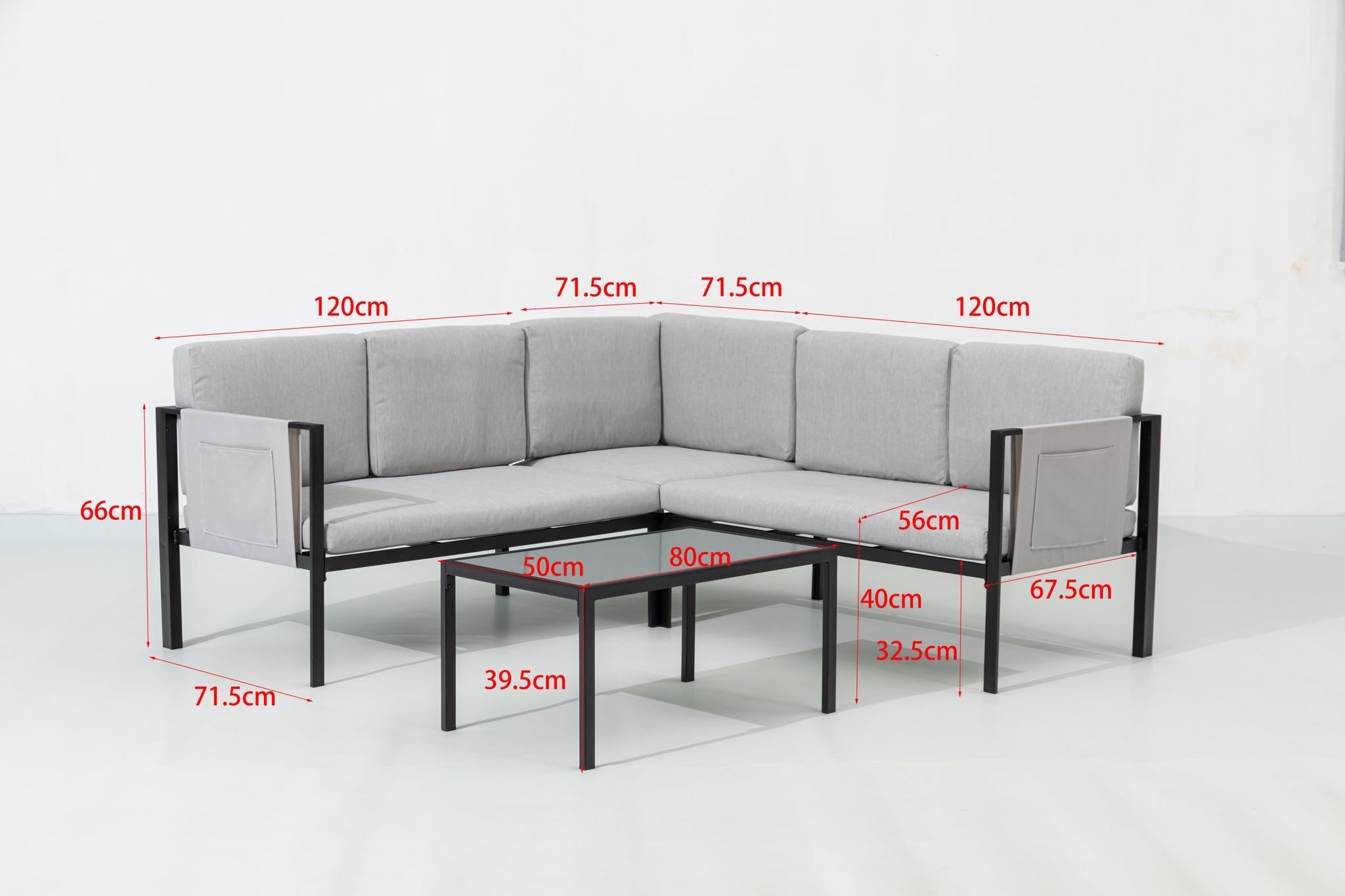 Gardissimo Gartenlounge-Set Ambra / Gartenmöbelset / Ecklounge Set, (Spar-Set, 2-tlg., Ecklounge, Tisch, inkl. Auflagen), wasserabweisende Kissen / mit Seitentaschen