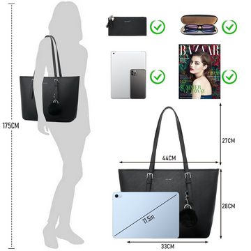 TAN.TOMI Shopper Damen Shopper klassisch elegante Handtasche Schultertaschen Schwarz, Groß Damen Handtasche, ​Geschenke für Frauen in schlichter Optik