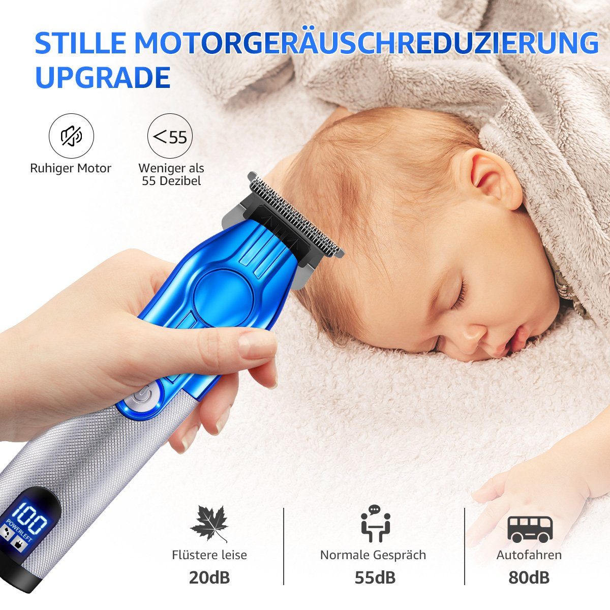 Wasserdichte Haarschneider, LED-Display Barttrimmer herren, Professionelle Blau 7Magic Trimmer Herren Bartschneider 1200-mAh-Akku