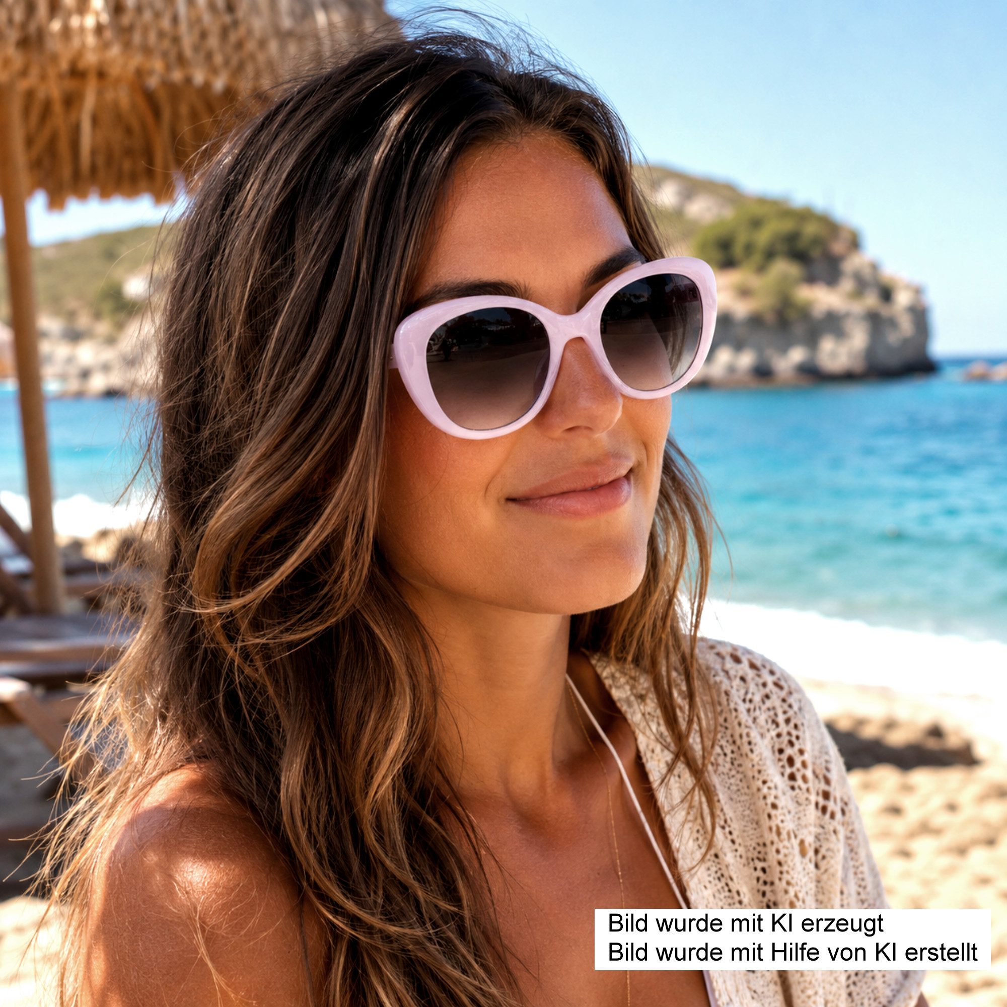 Rennec Sonnenbrille Damen Vintage Brille 60ziger Jahre Design Cat-Eye Oval Transparent Gestell in Pastellfarben Gelb, Mint, Flieder, Gläser UV400 Getönt