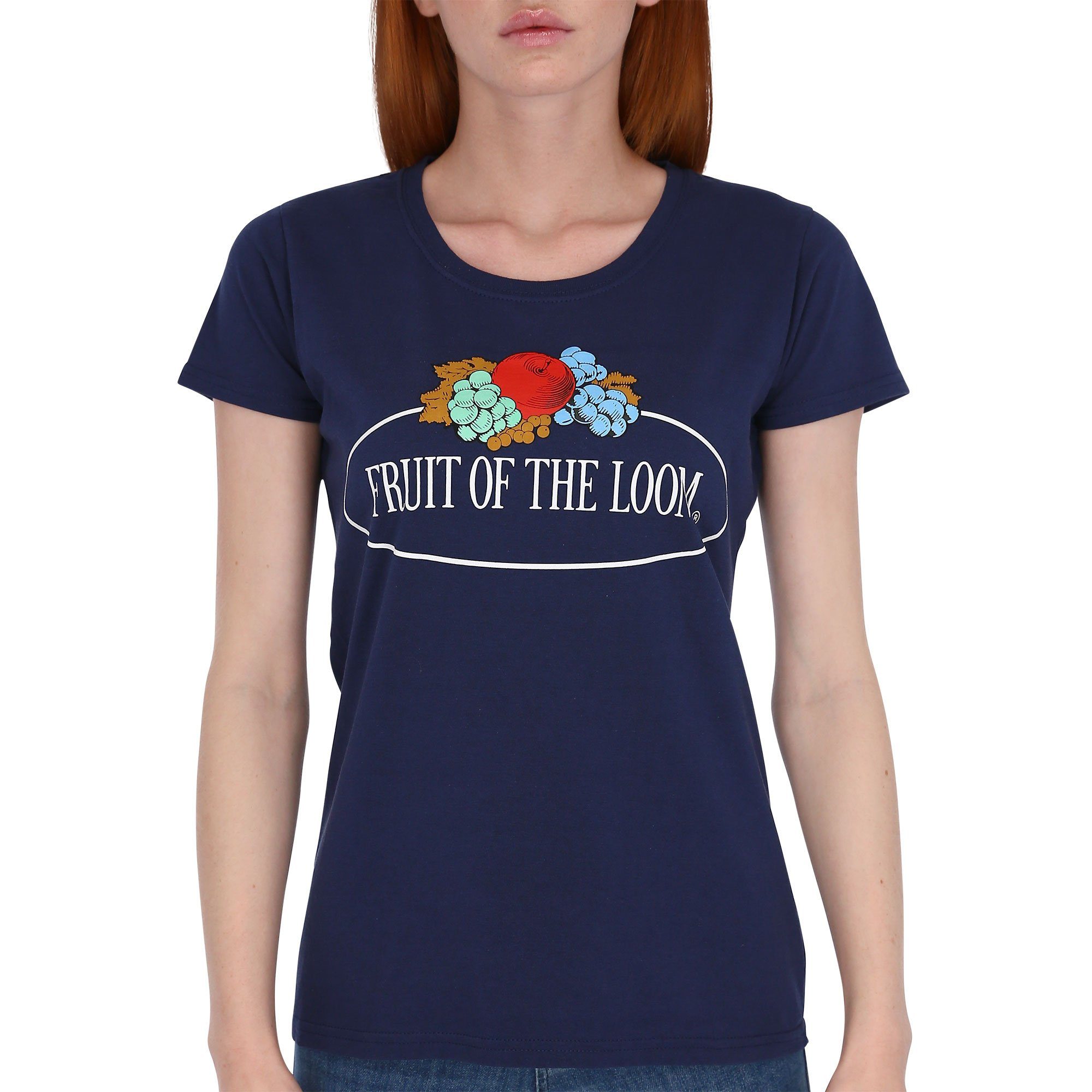 Fruit of the Loom Rundhalsshirt Fruit of the Loom Fruit of the Loom Damen T-Shirt mit Logo navy