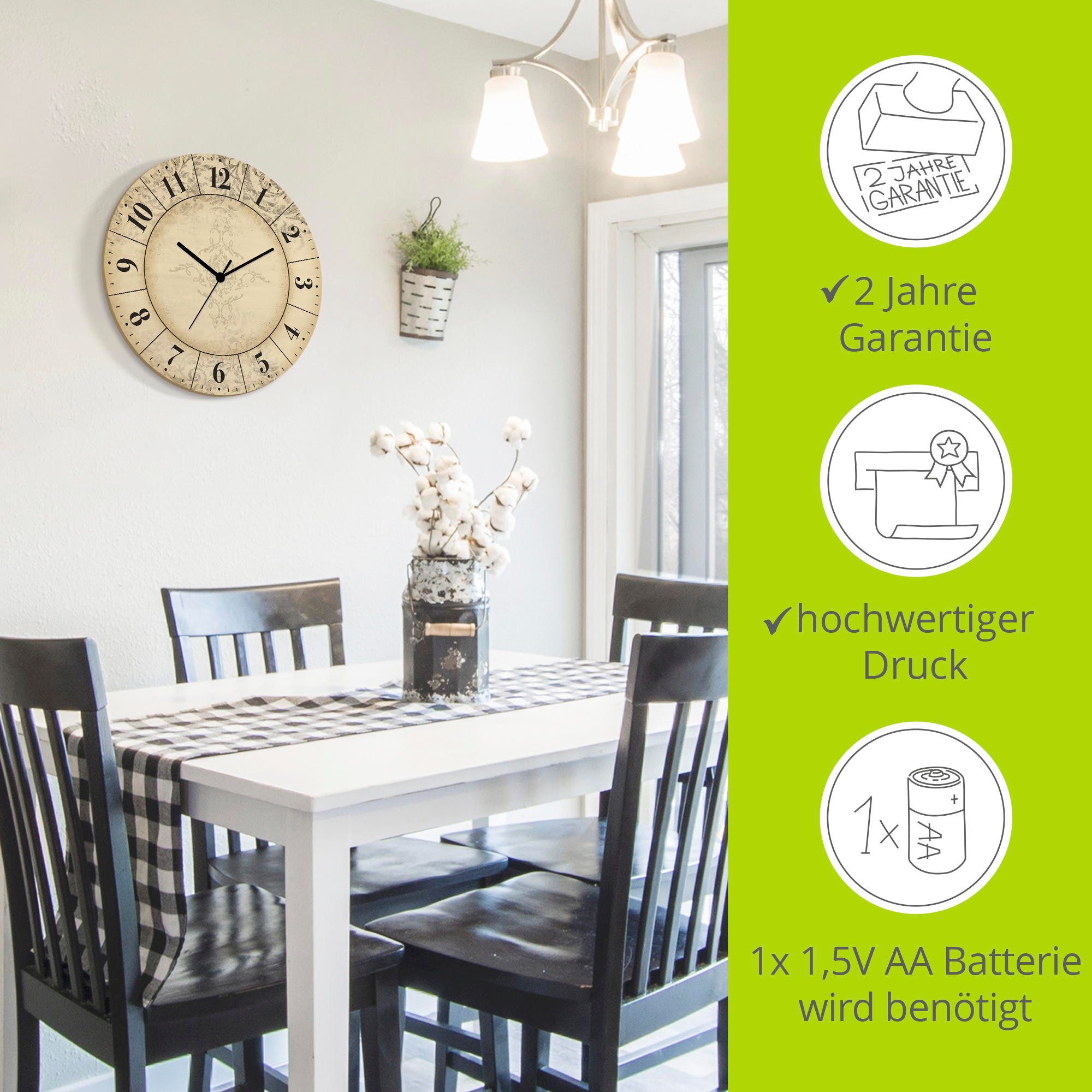 Artland Wanduhr Vintage Zeitflüsterer (wahlweise mit Quarz- oder Funkuhrwer günstig online kaufen