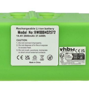 vhbw Ersatz für iRobot 379640, 379639, 616398, 379641, 379638, 379642 für Staubsauger-Akku Li-Ion 2600 mAh (14,4 V)