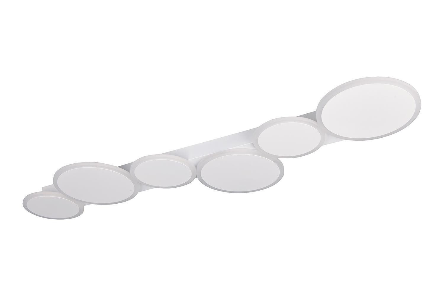 TRIO Leuchten LED Deckenleuchte OVELA, Weiß, Metall, Anpassung der Farbtemperatur, Dimmfunktion, Memoryfunktion, LED fest integriert, Extra-Warmweiß, Neutralweiß, Tageslichtweiß, mit Fernbedienung, Nachtlicht, Timer, B 100 x H 4,5 x T 30,5 cm