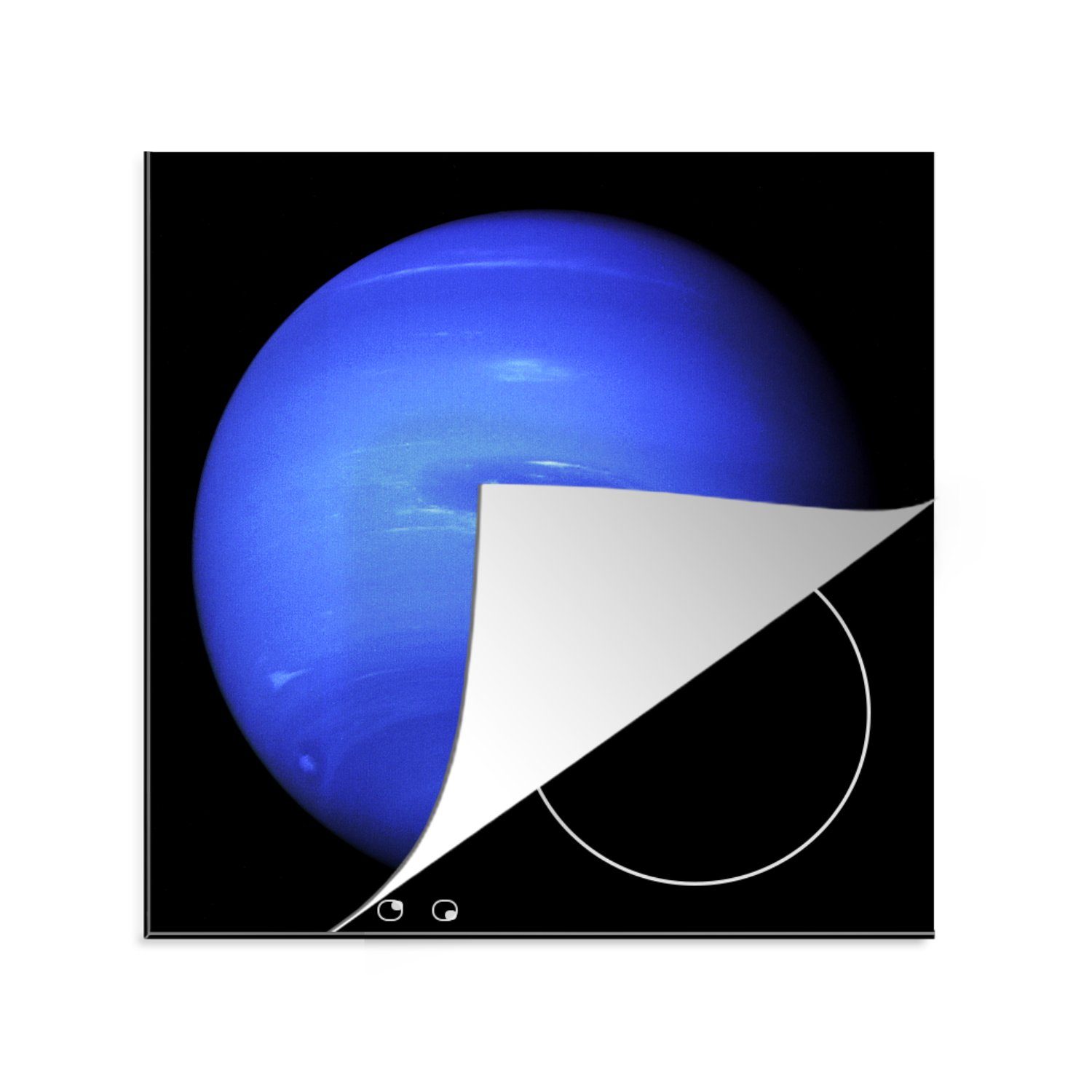 MuchoWow Herdblende-/Abdeckplatte Neptun - Weltraum - Blau, Vinyl, (1 tlg), 78x78 cm, Ceranfeldabdeckung, Arbeitsplatte für küche