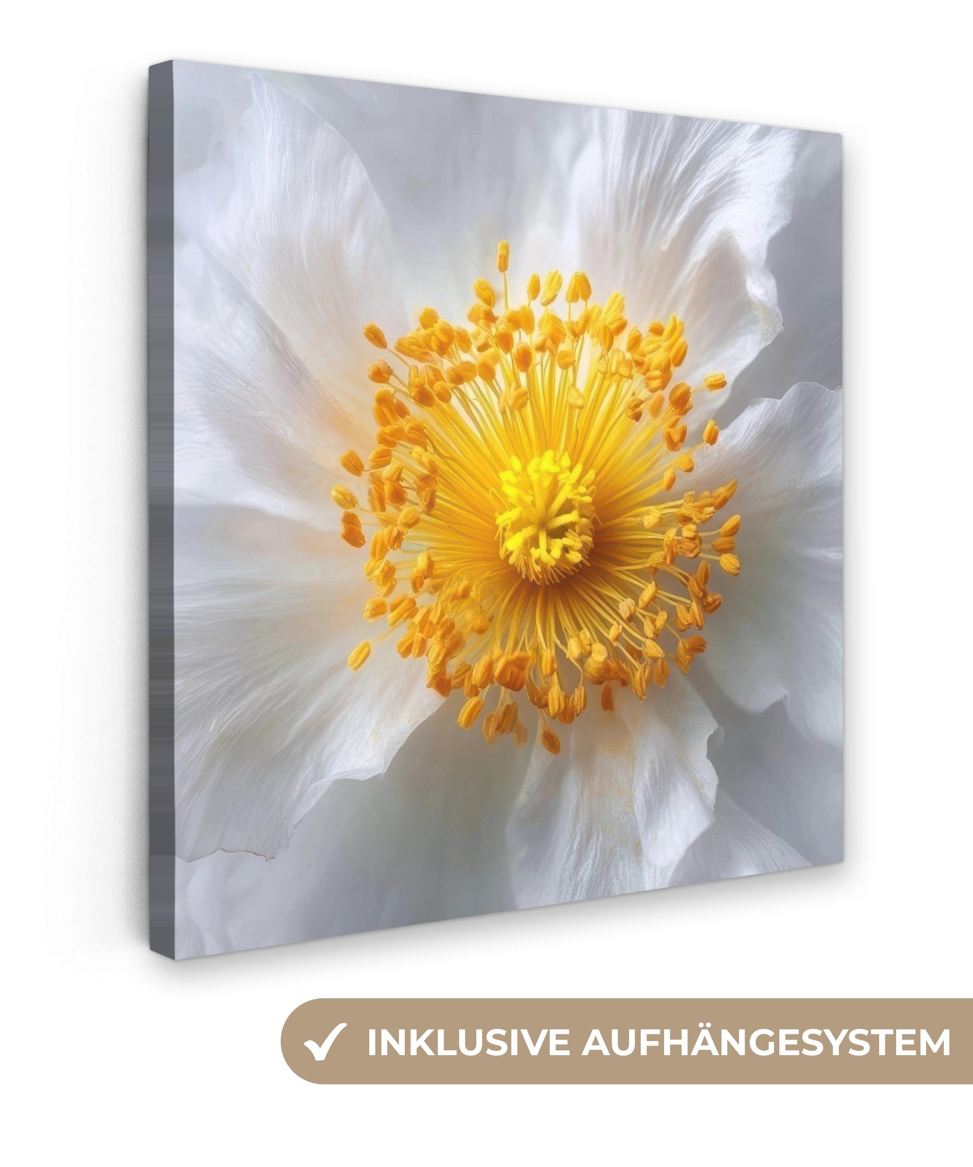 OneMillionCanvasses® Leinwandbild Weiß - Blume - Elegant, Fotodruck (1 St), Wandbild, Deko Schlafzimmer Wohnzimmer Flur 20x20 cm