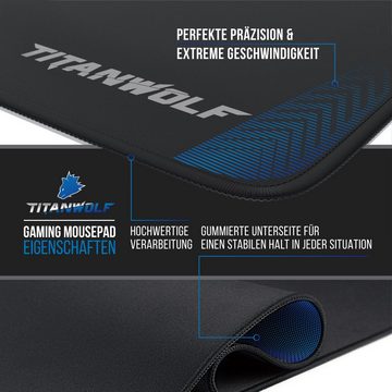 Titanwolf Gaming Mauspad, Speed Gaming Mousepad 250 x 350mm mit gummierter Rückseite